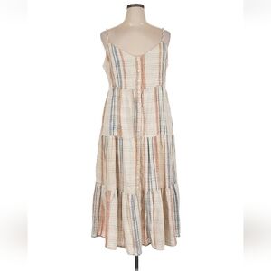 Madison Beige and Blue Striped Midi Dress